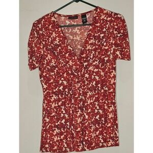 New York &‎ Company Top V-Neck Short Sleeve Blouse Medium Business Casual Comfy